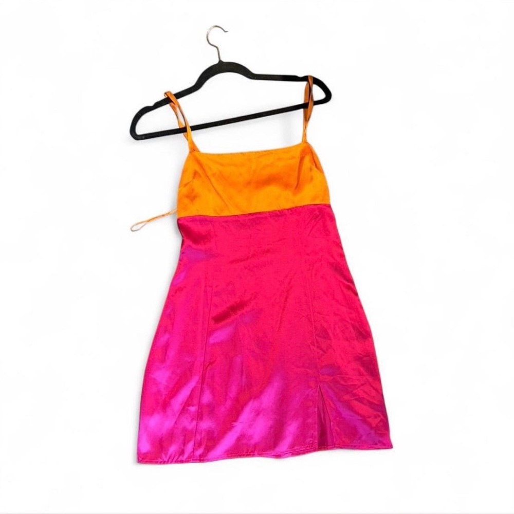 Reformation Jasmin Silk Orange and Pink Mini Dress - Picture 3 of 5